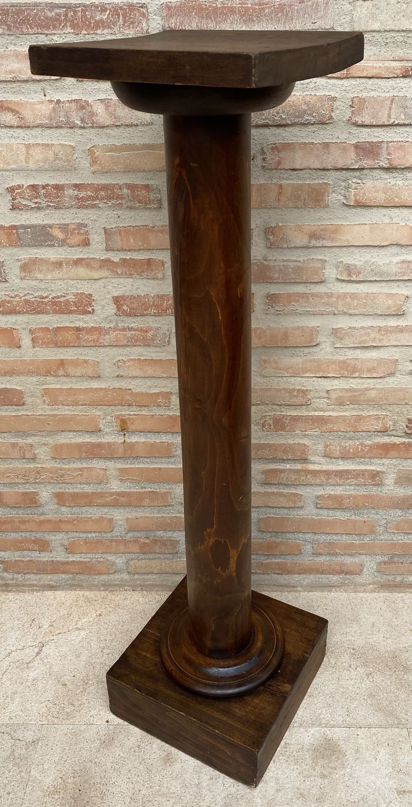 French Midcentury Pedestal Or Plant Holder Walnut Wood, Circa 1960 photo Home Decor