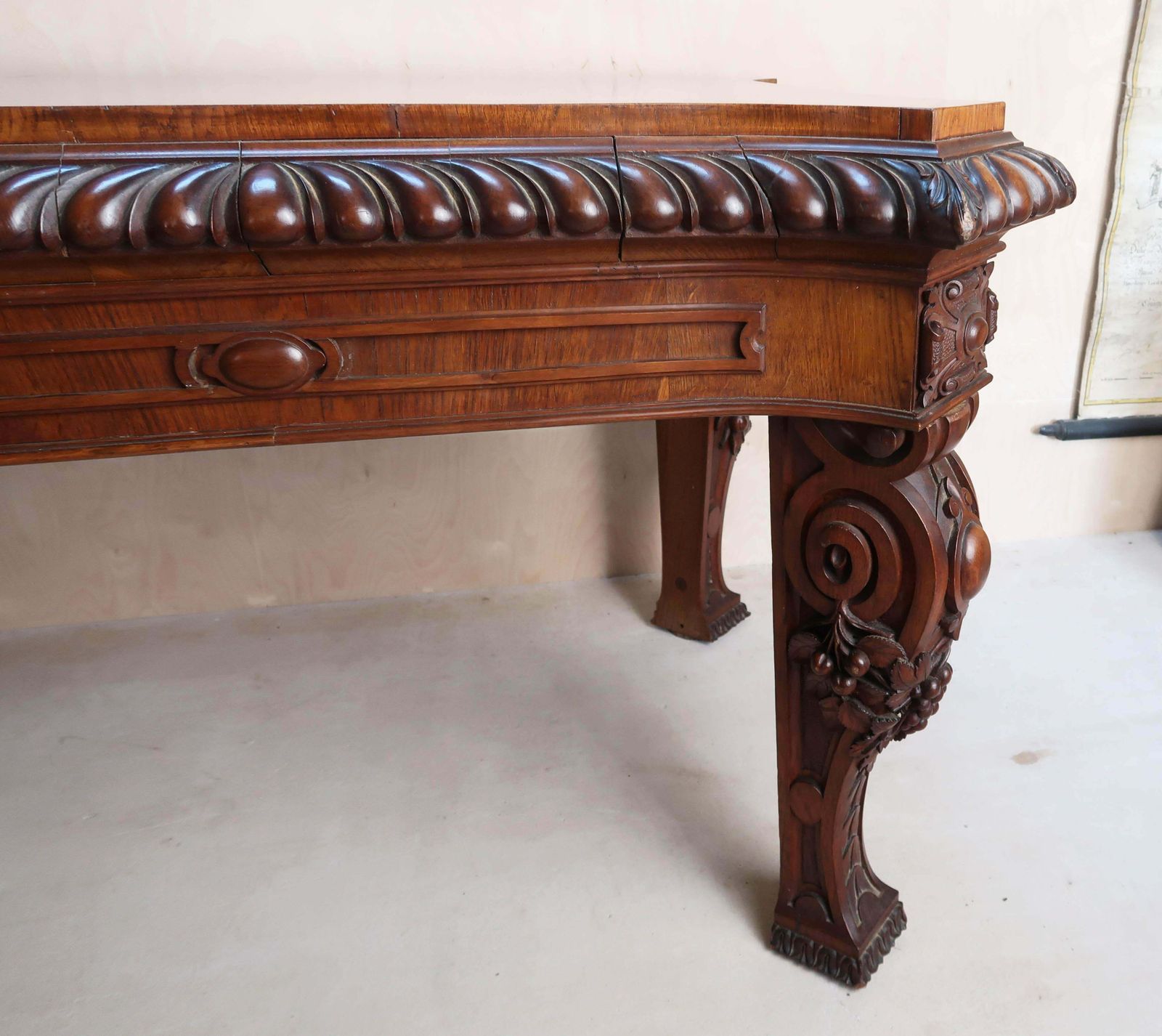 Large Antique Renaissance Revival Pollard Oak Table Circa 1835 photo buy