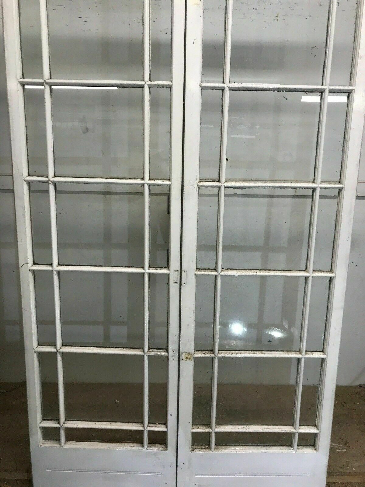 Victorian French Doors Old Antique Period Reclaimed Pine Wooden Clear Glass photo for sale