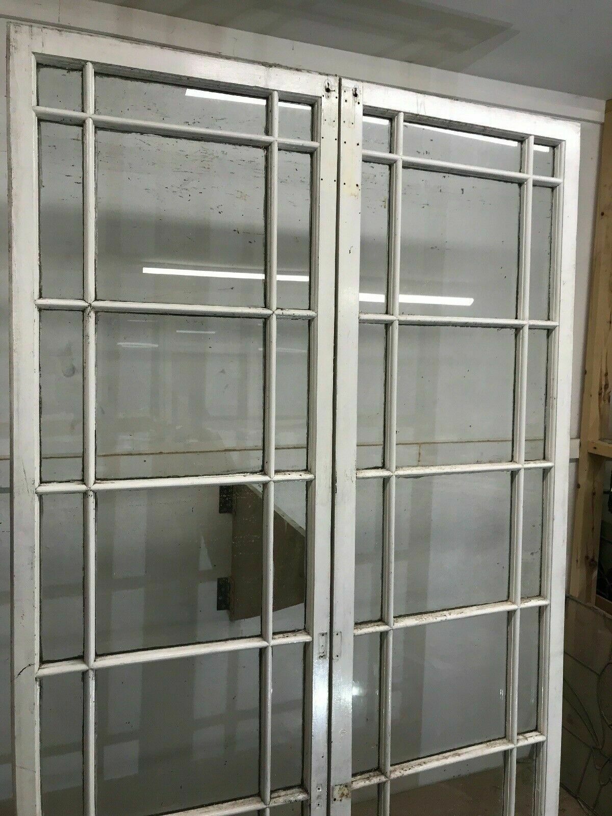 Victorian French Doors Old Antique Period Reclaimed Pine Wooden Clear Glass photo vinterior