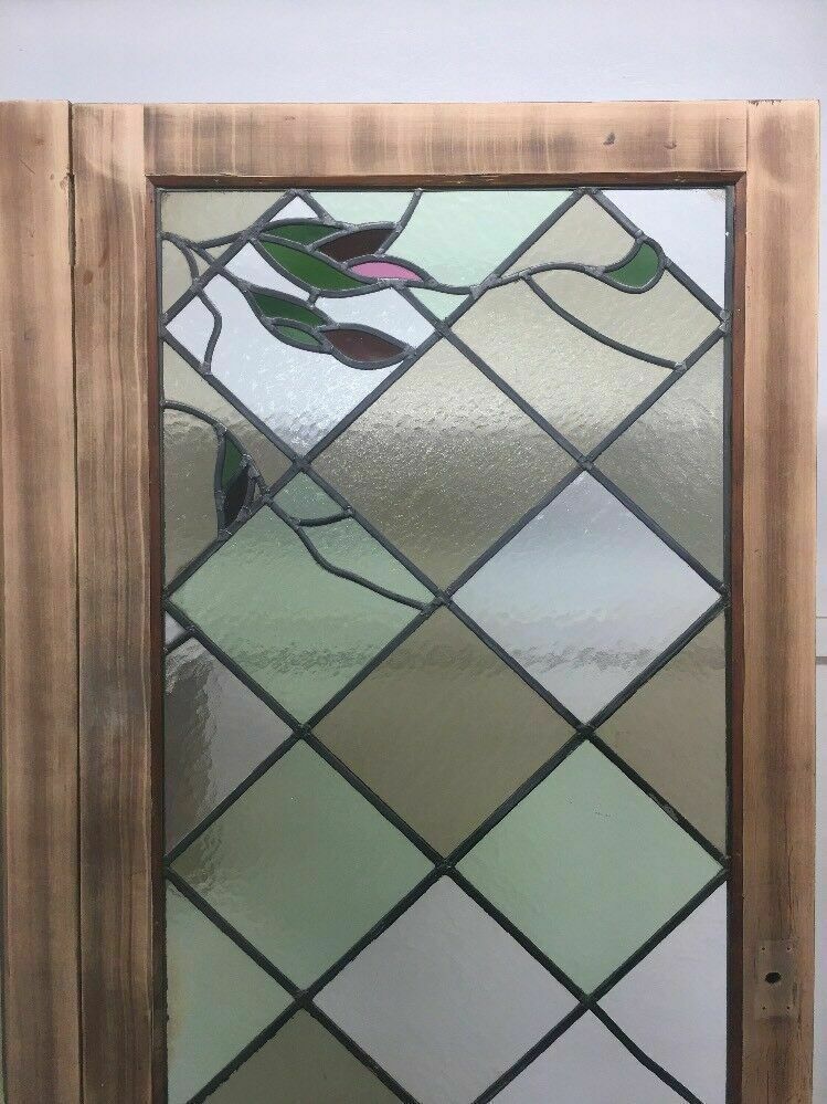 Stained Glass Doors Antique Period Reclaimed French Double Lead Lattice Wood photo 1711.0
