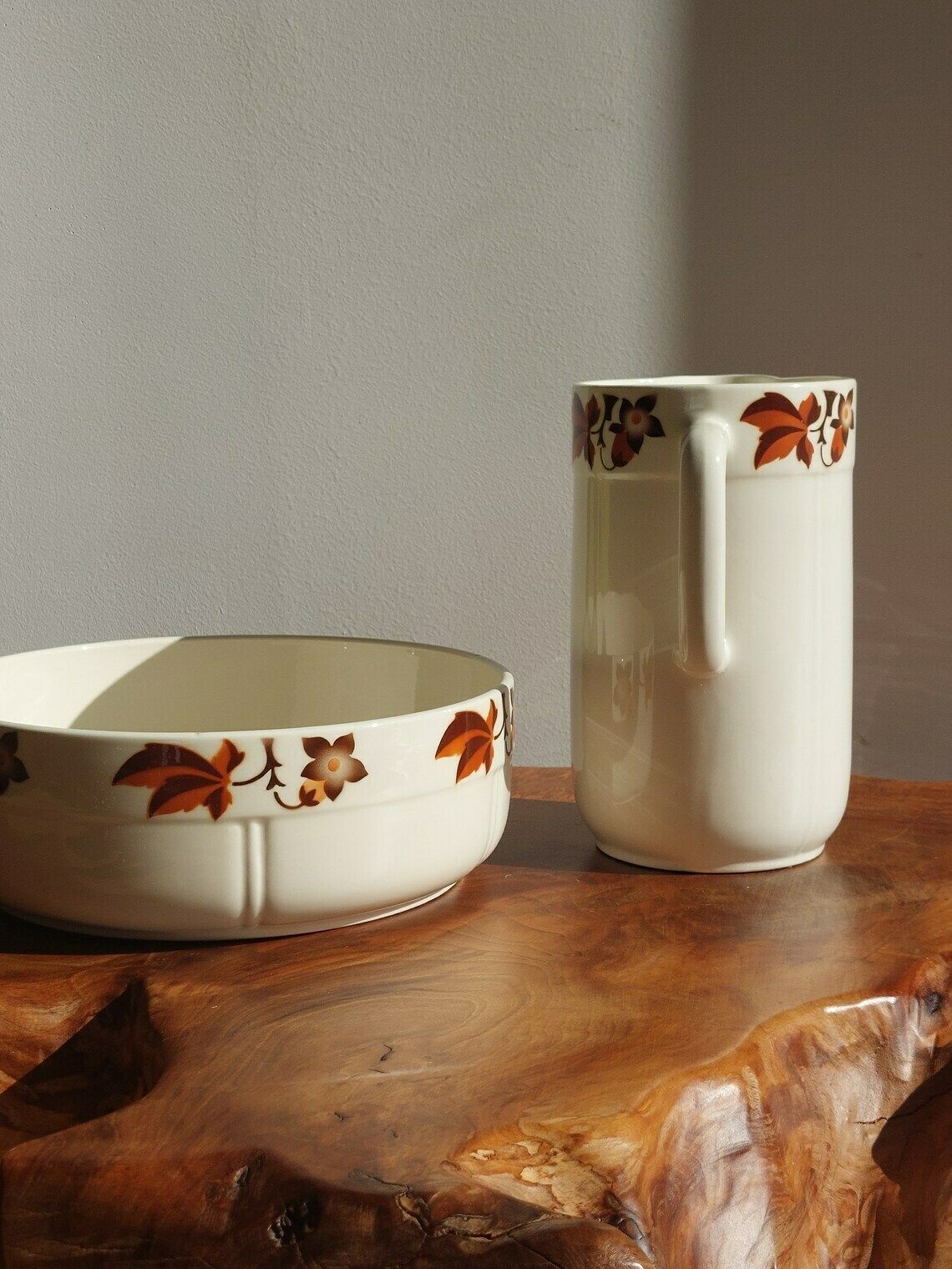 Rare Vintage Pitcher And Wash Basin/German Bathroom Set/Vintage Bathroom Jug And Bowl/Vintage German Wash Set/Hand Painted/Annaburg/1950's photo Home Decor