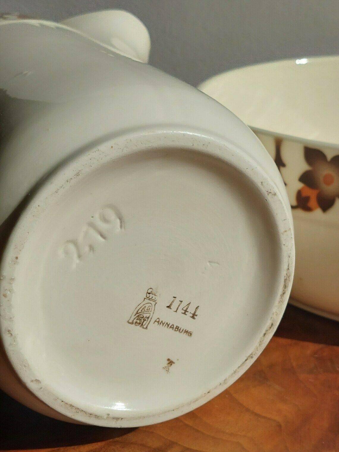 photo for sale Rare Vintage Pitcher And Wash Basin/German Bathroom Set/Vintage Bathroom Jug And Bowl/Vintage German Wash Set/Hand Painted/Annaburg/1950's