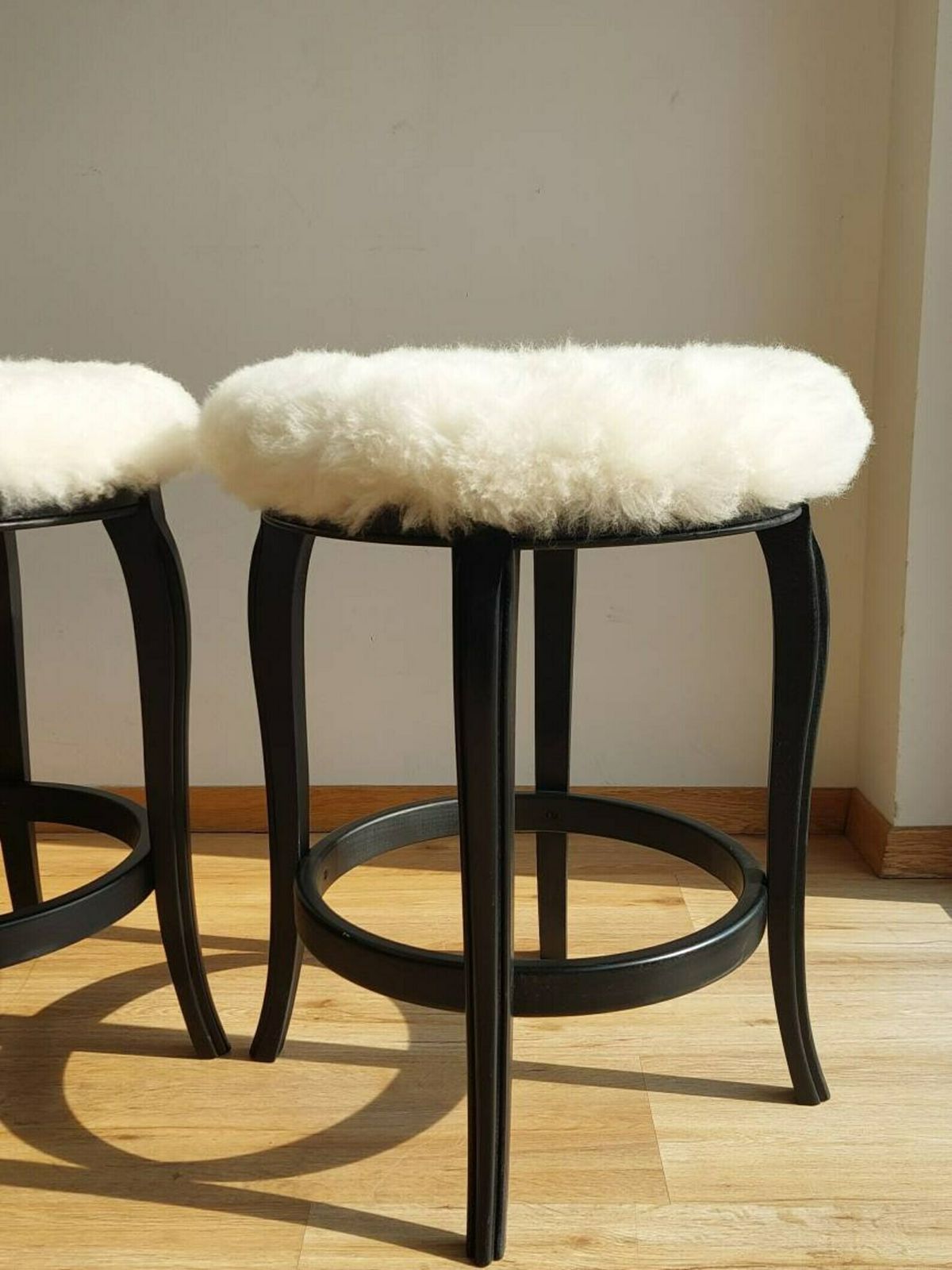 1 Of 2 Mid Century Modern Stool / Unique Stool,Chair / Sheepskin Stool /Thonet Style Stool/Mcm Sheepskin Stool/Mcm Home/Mcm Interior/ 1980's photo Furniture