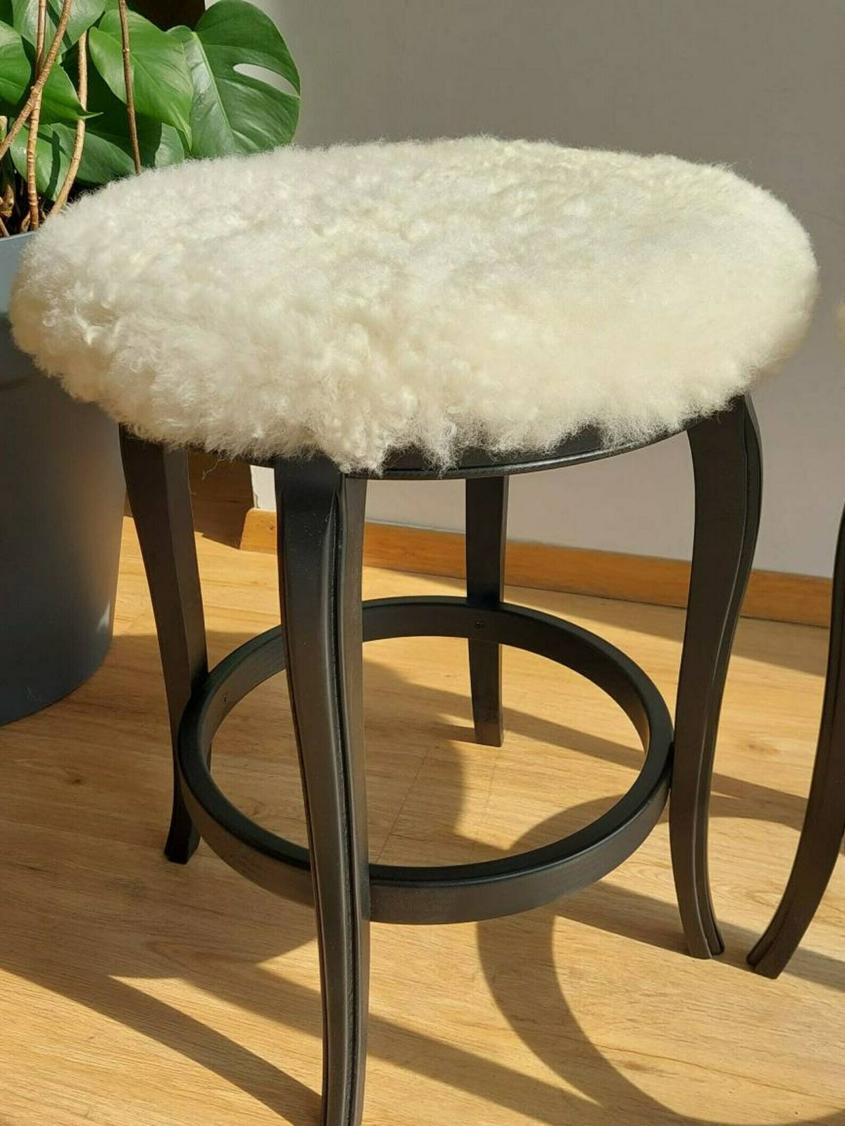 1 Of 2 Mid Century Modern Stool / Unique Stool,Chair / Sheepskin Stool /Thonet Style Stool/Mcm Sheepskin Stool/Mcm Home/Mcm Interior/ 1980's photo buy