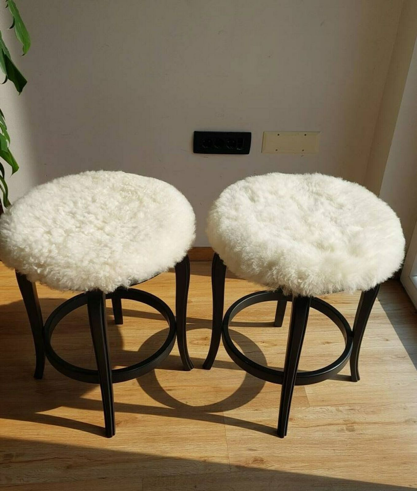 photo furniture 1 Of 2 Mid Century Modern Stool / Unique Stool,Chair / Sheepskin Stool /Thonet Style Stool/Mcm Sheepskin Stool/Mcm Home/Mcm Interior/ 1980's