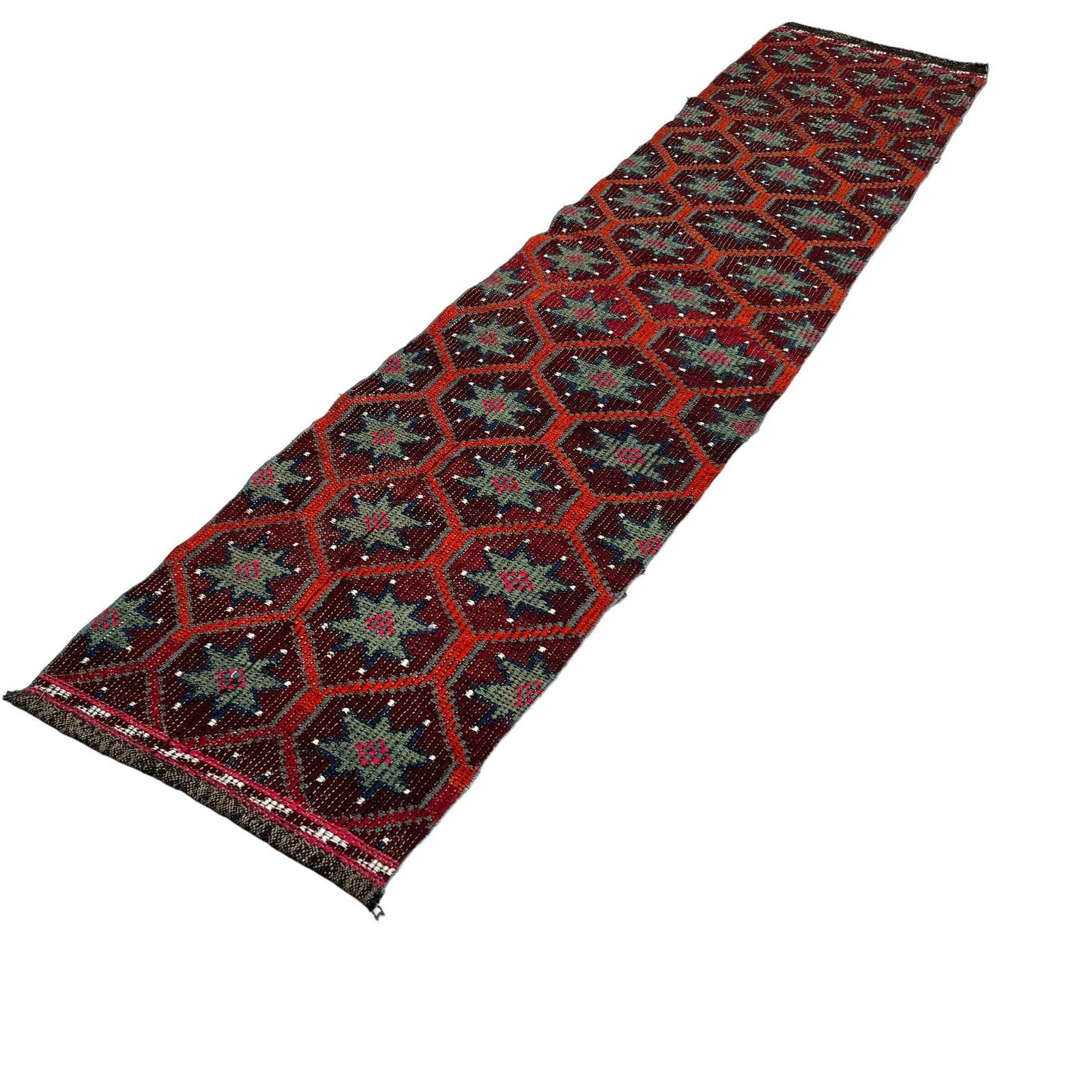 Traditional Turkish Kilim Runner ,Vintage Anatolian Turkish Kelim 278 X 63 Cm photo Textiles