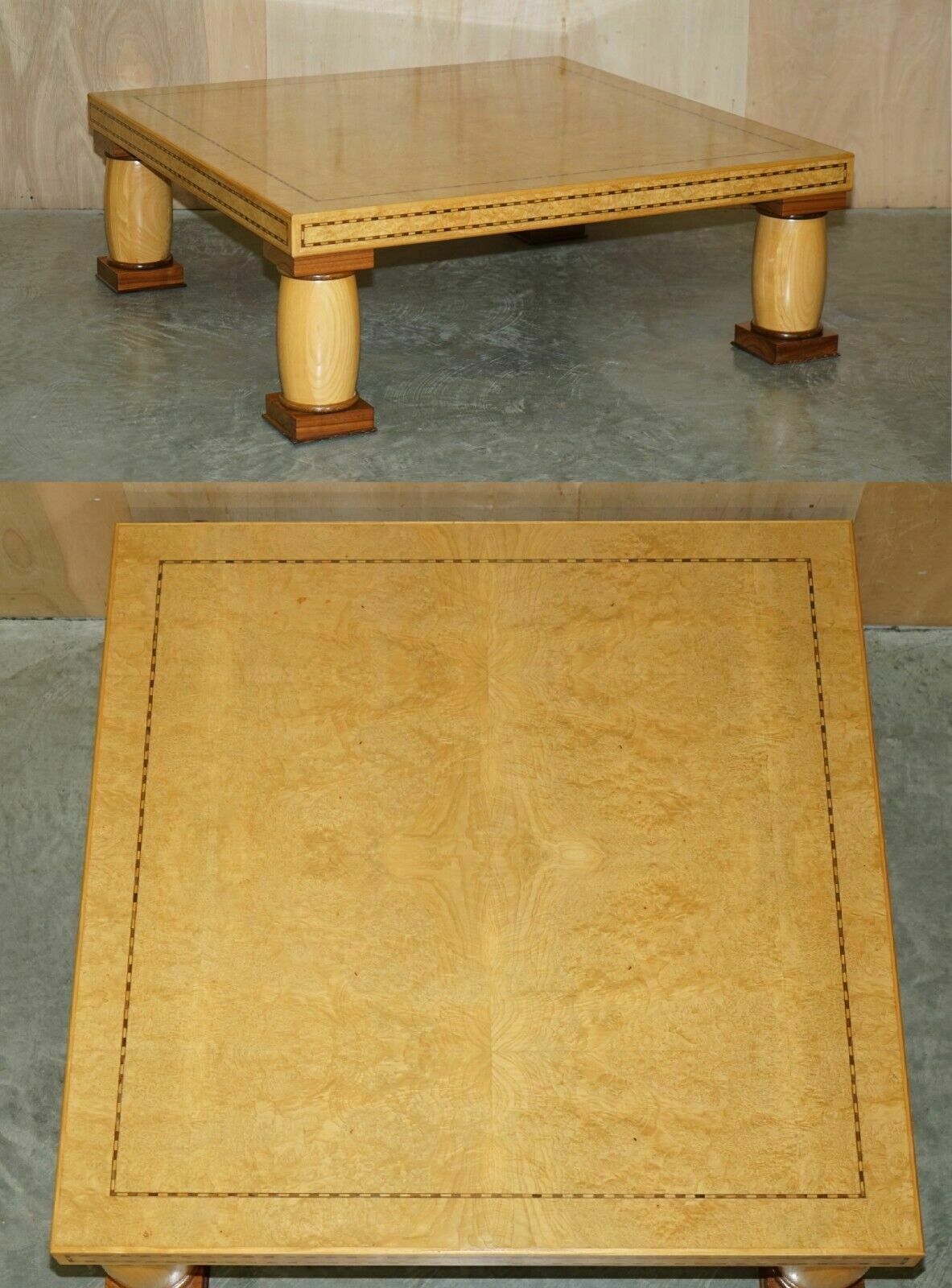 Stunning Original Andrew Varah Burr Walnut Satinwood & Oak Large Coffee Table