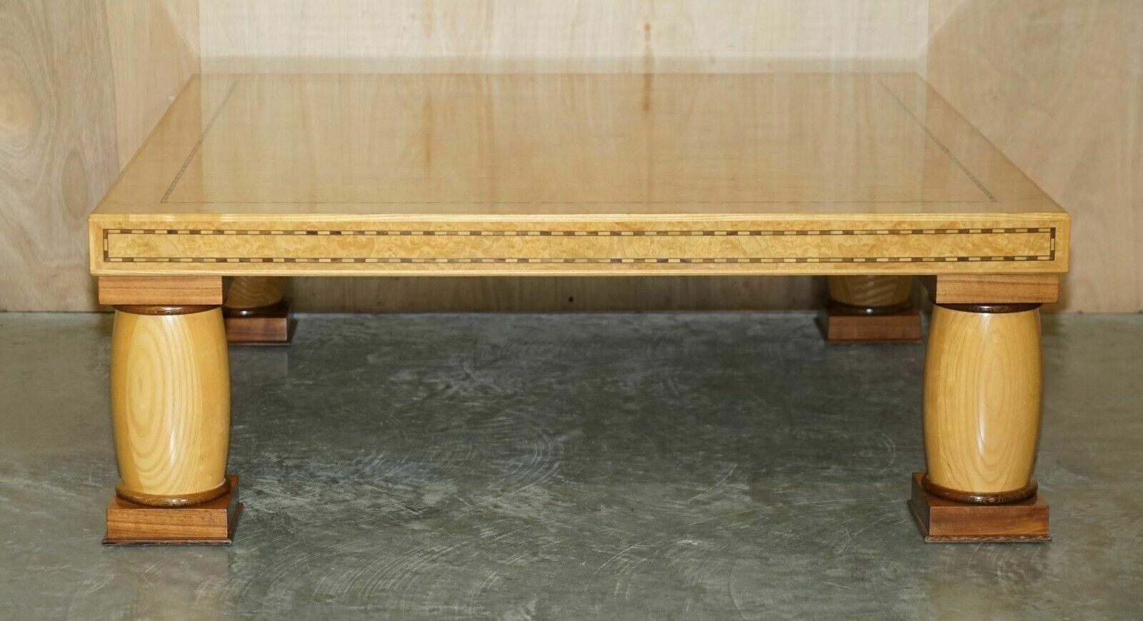 Stunning Original Andrew Varah Burr Walnut Satinwood & Oak Large Coffee Table photo for sale