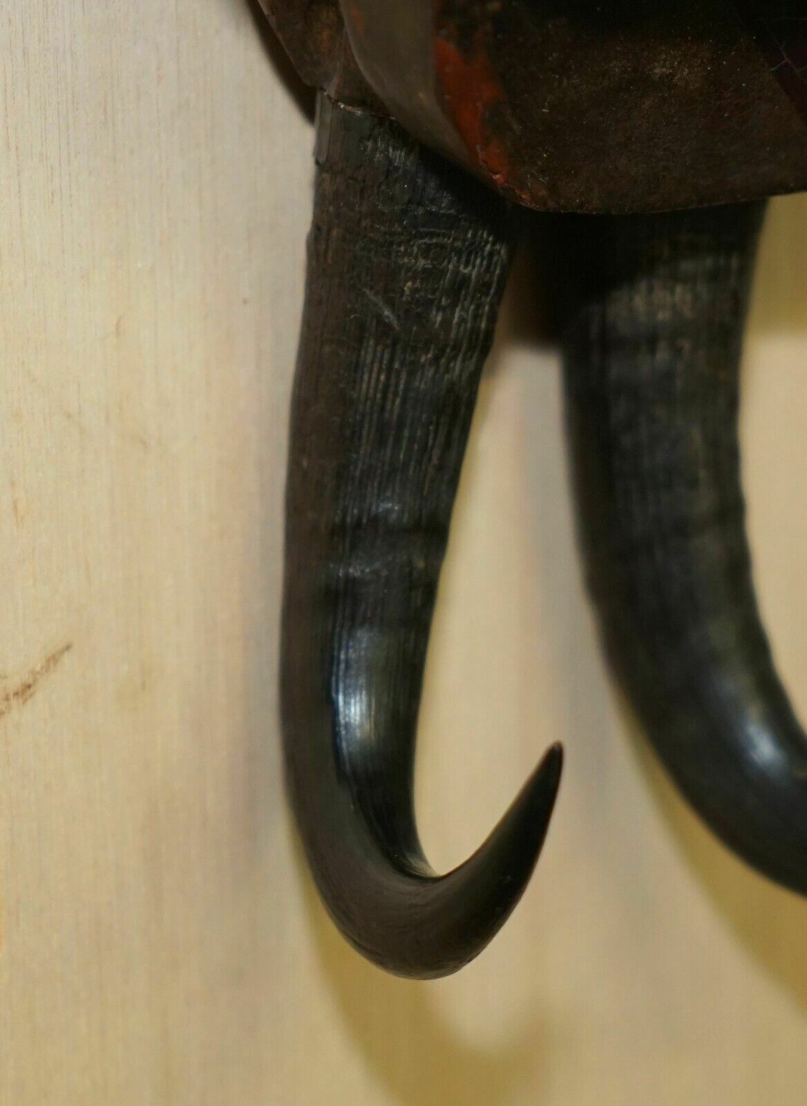 photo for sale Antique Circa 1880 Super Rare Black Forest Hand Carved And Painted Whip Hook