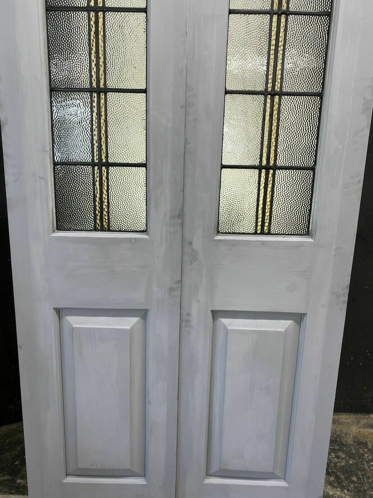 Edwardian Stained Glass Doors Antique Period Reclaimed Old French Double Leaded photo Home Fixtures