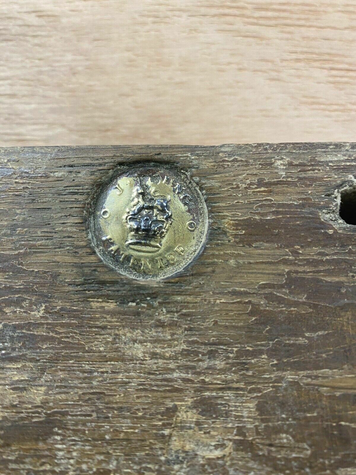 Large 17th Century Rim Lock Key Reclaimed Period Oak Iron Rare Door Furniture photo for sale