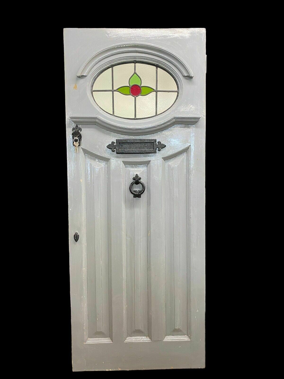 Art Deco Stained Glass Front Door Period Old Reclaimed Antique 20 30 Wood Leaded
