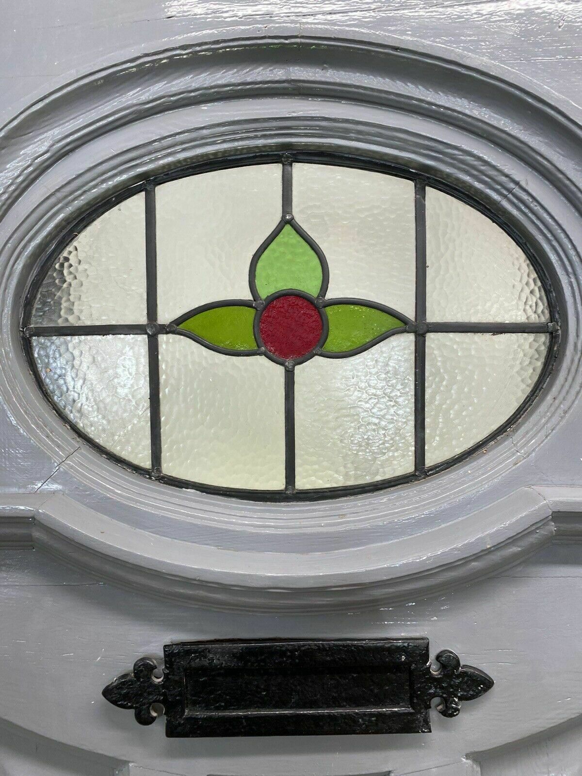 Art Deco Stained Glass Front Door Period Old Reclaimed Antique 20 30 Wood Leaded photo vinterior
