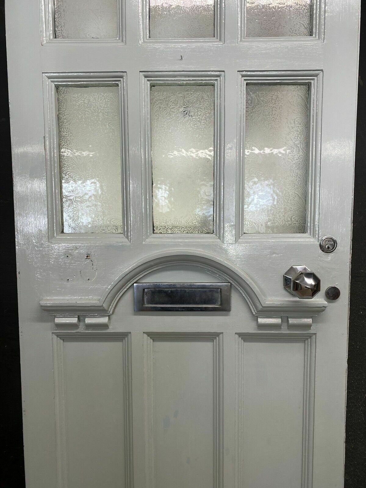 Edwardian Front Door Period Etched Glass Old Reclaimed Antique Wood Pine Classic photo for sale