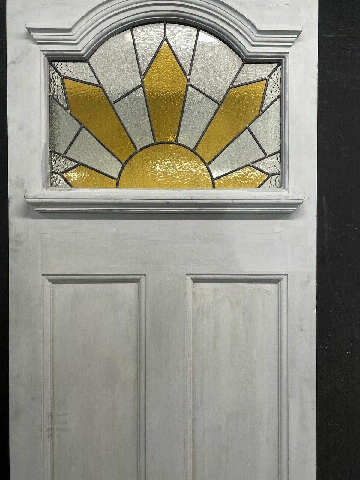 Art Deco Front Door Period Stained Glass Old Reclaimed Antique Lead Wood 20s 30s photo for sale