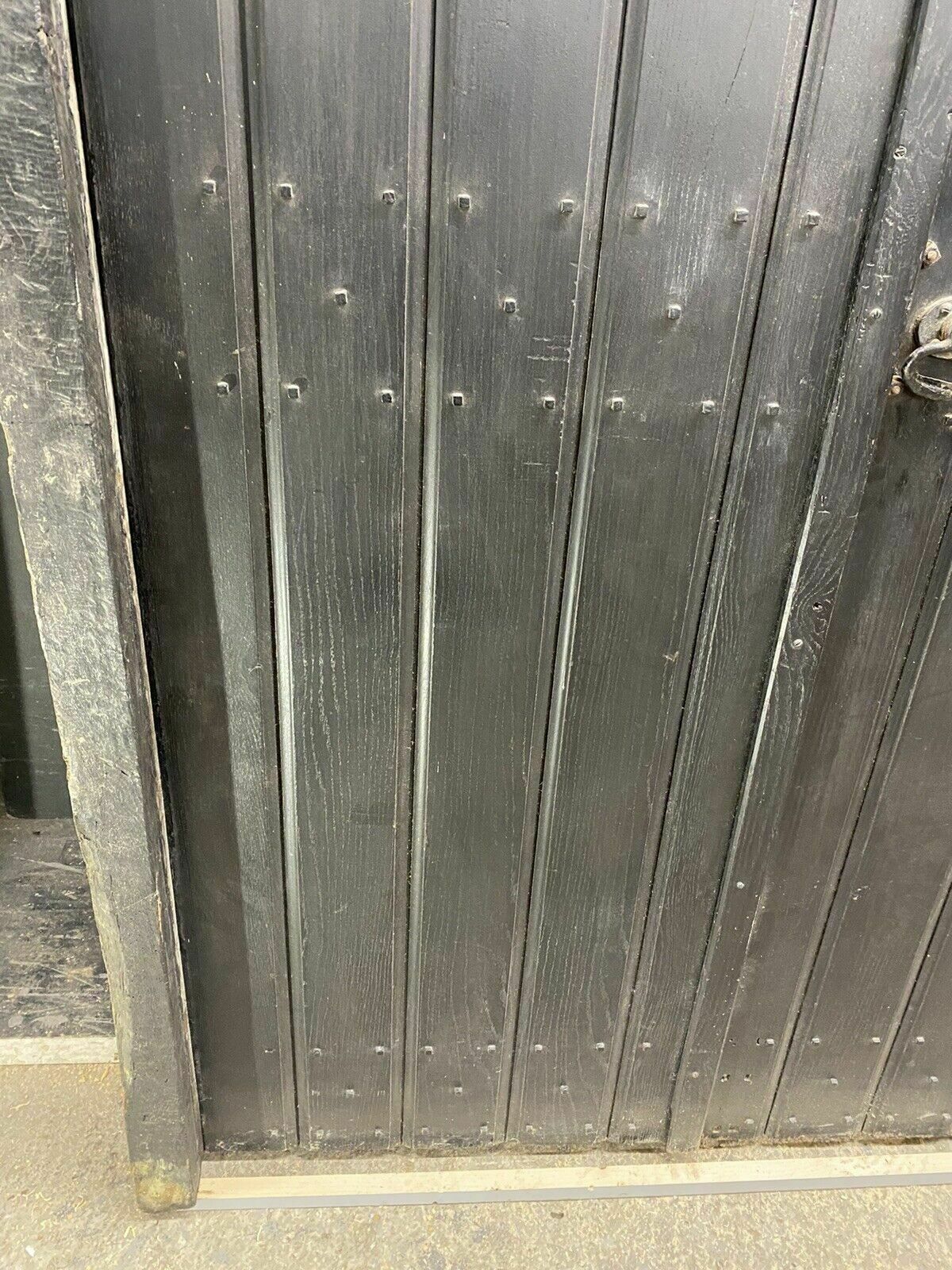 2 Solid Oak Front Door Set Frame Reclaimed Hardwood Key Gothic Antique Wood Iron photo for sale
