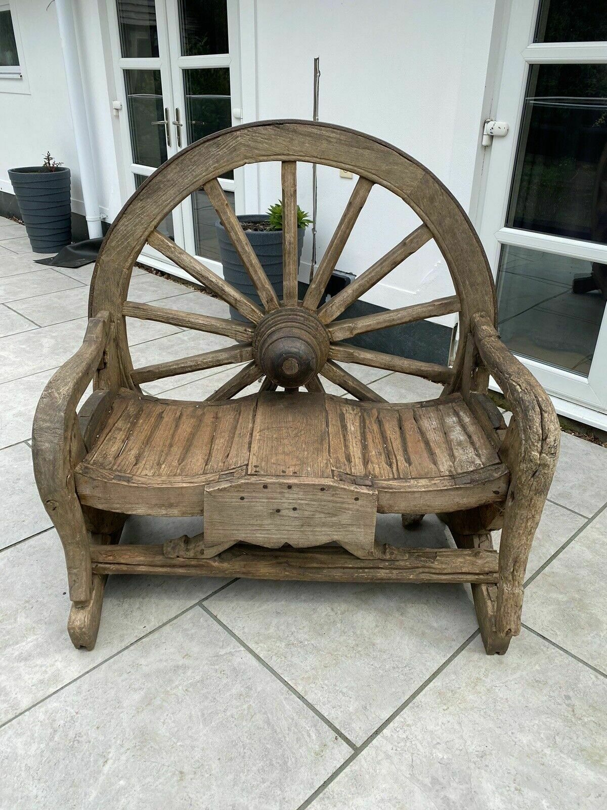 Antique Bench Cartwheel Plough Garden Patio Reclaimed Period Architectural Rare