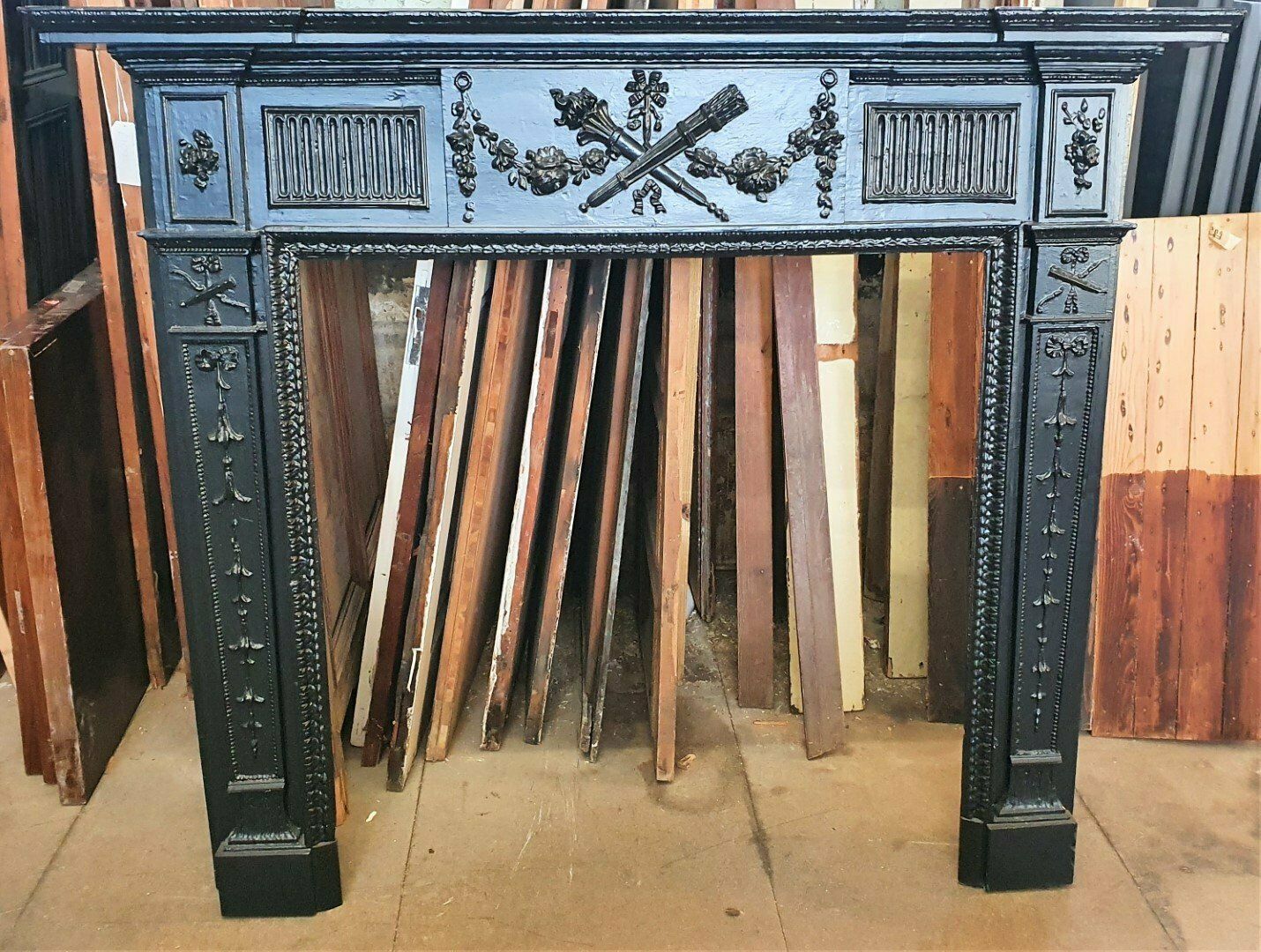 Original Painted Pine And Gesso Fireplace Mantel