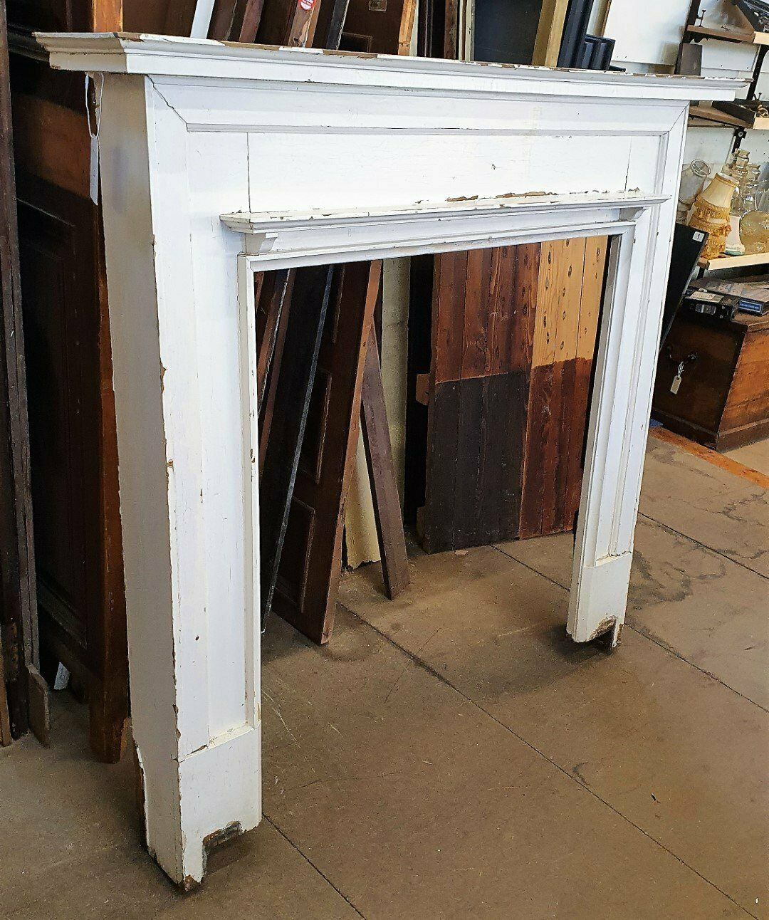 Painted Edwardian Wooden Fireplace Mantel photo for sale