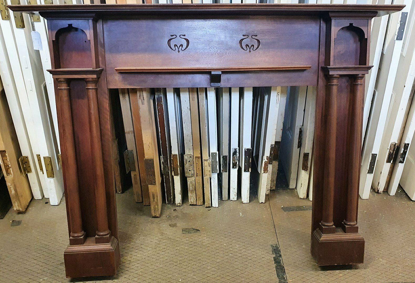 Original Art Nouveau Fireplace Mantel