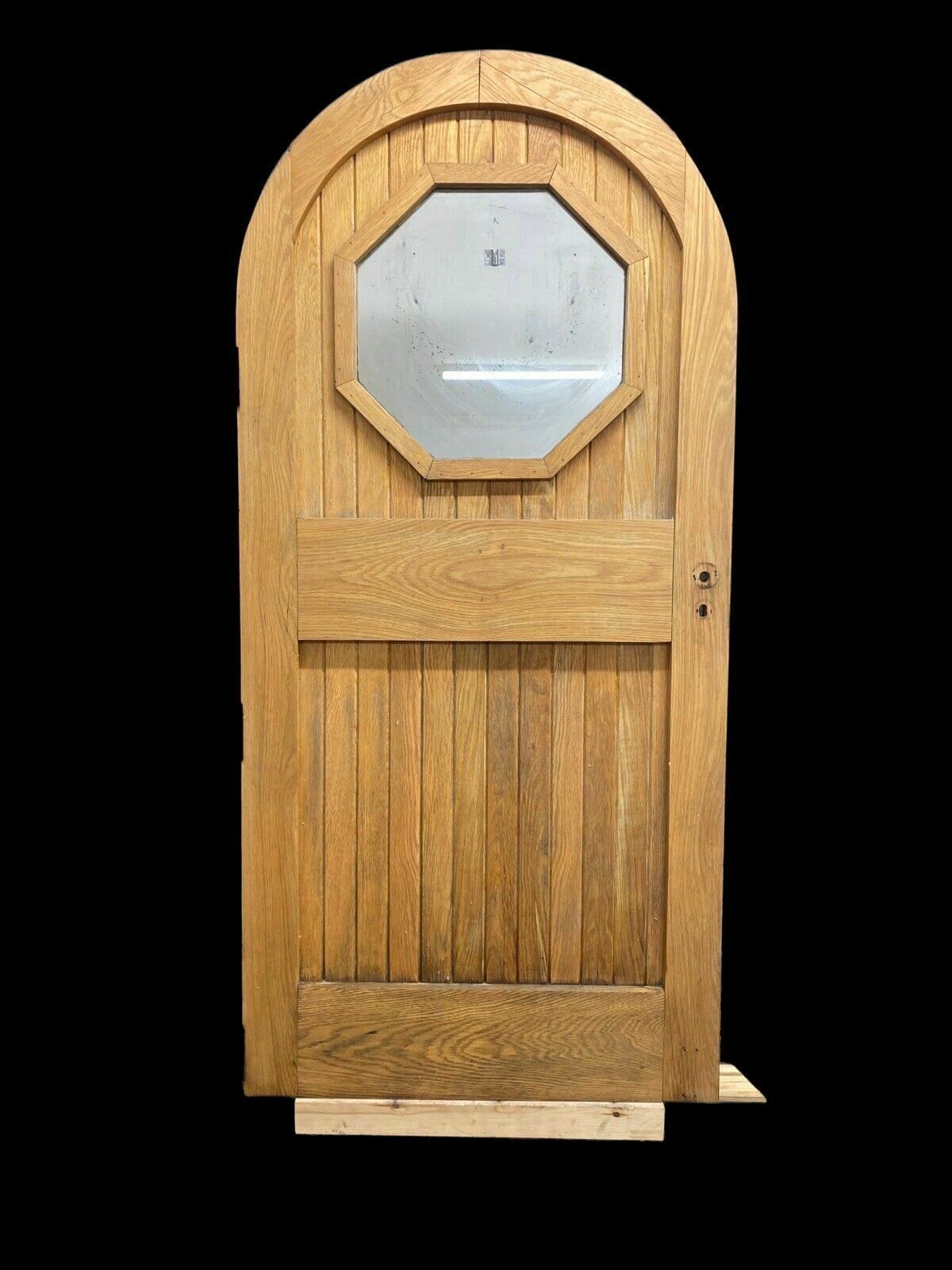 Arched Solid Oak Front Door Antique Period Reclaimed Old Wood Glazed External photo vintage