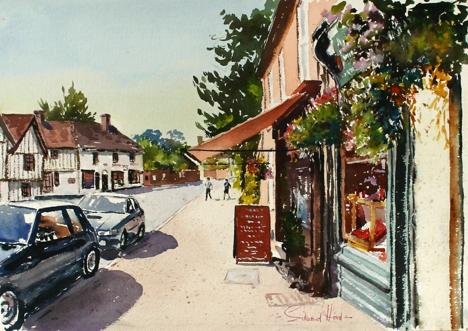 Watercolour By Edward Hood A View Of Lavenham. photo furniture