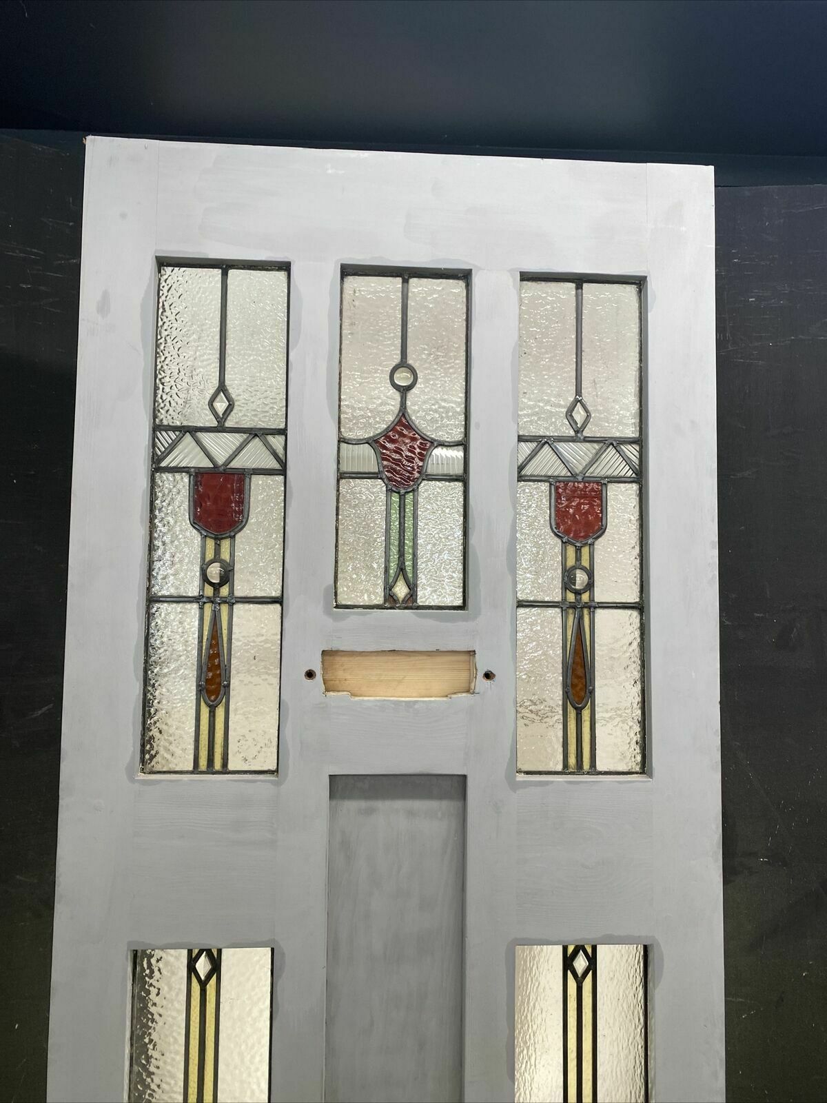 Art Deco Stained Glass Front Door Antique Period Reclaimed Old 20s 30s Leaded photo furniture