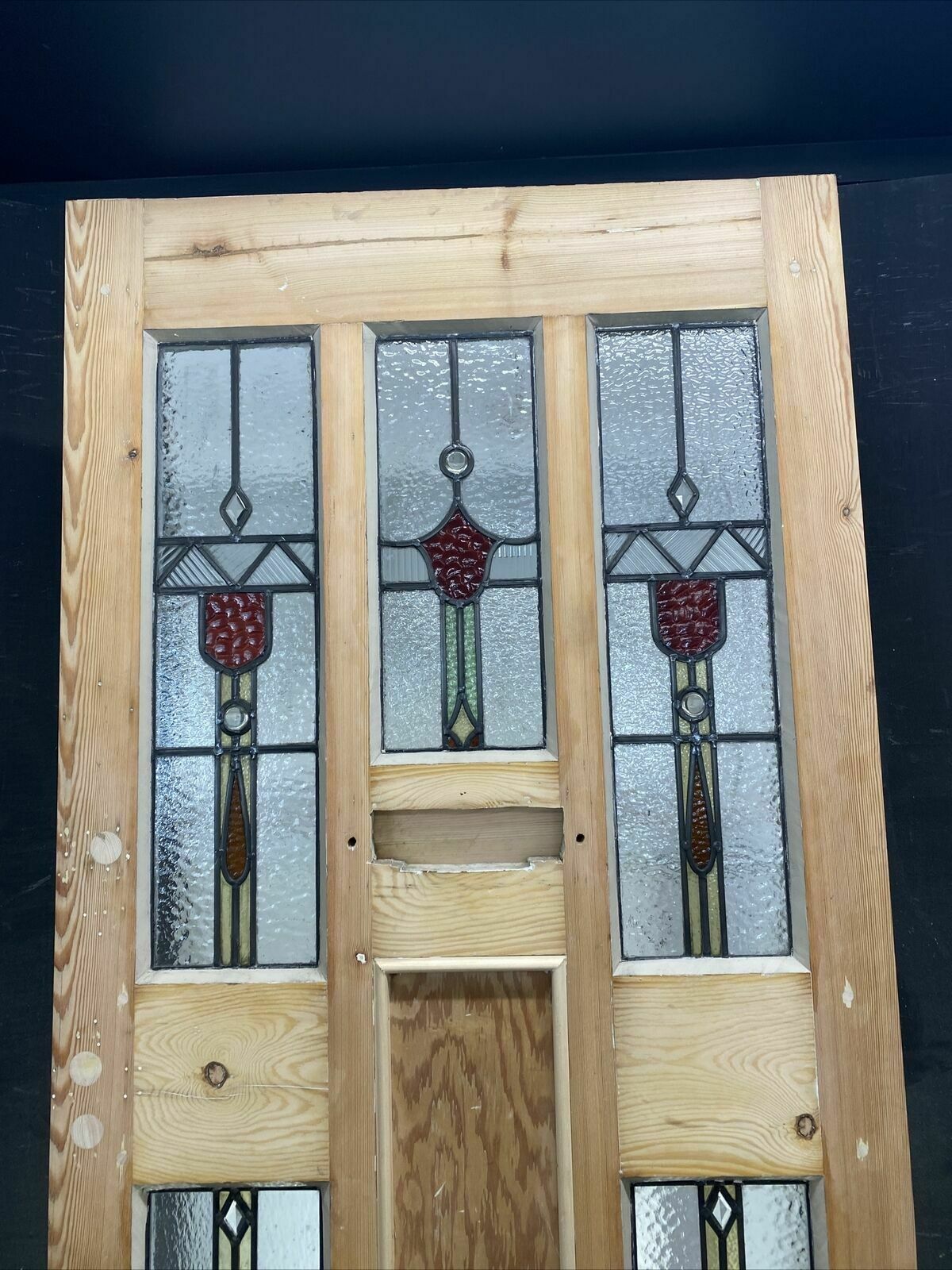 Art Deco Stained Glass Front Door Antique Period Reclaimed Old 20s 30s Leaded photo vintage