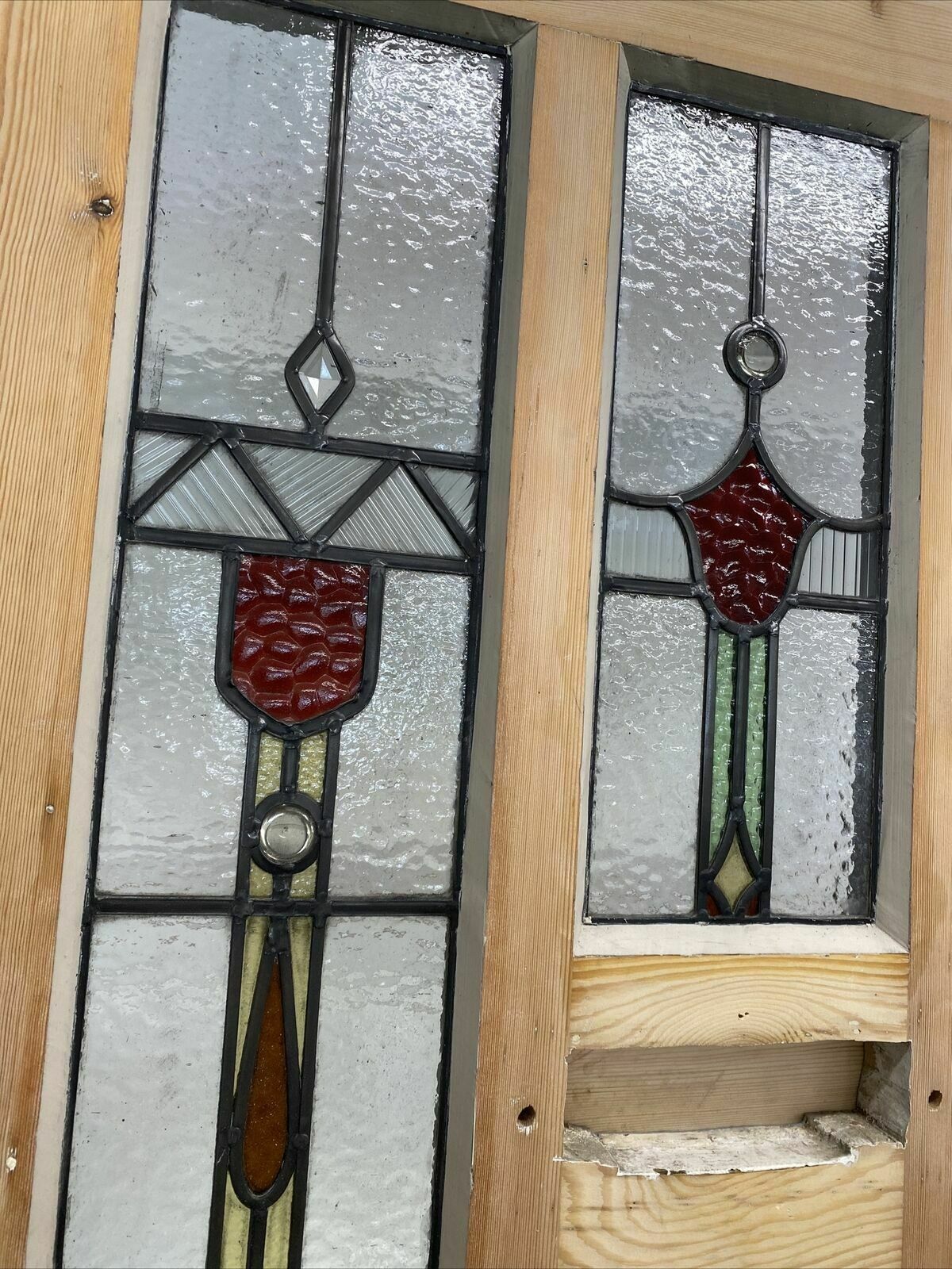 1711.0 Art Deco Stained Glass Front Door Antique Period Reclaimed Old 20s 30s Leaded photo