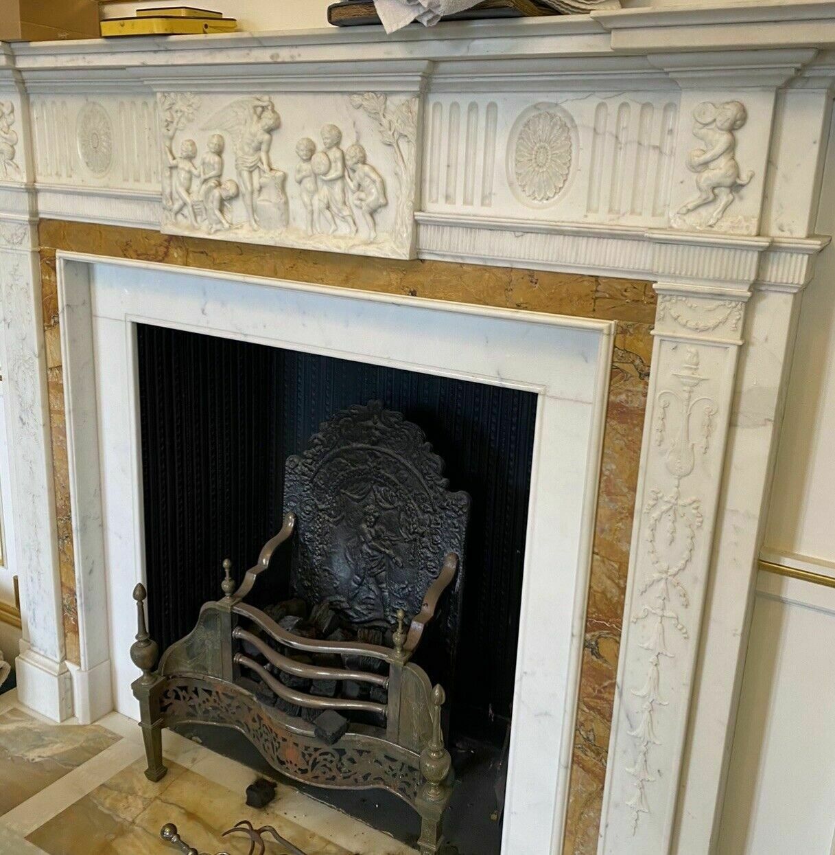 Georgian Revival Marble Antique Fire Surround Fireplace Reclaimed Hearth Royal photo Home Fixtures