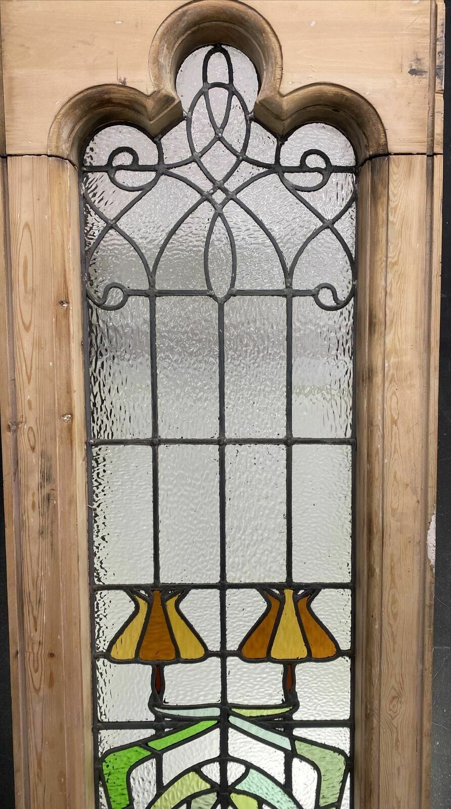 Large Gothic Stained Glass Window Antique Period Lead Old Reclaimed Wood Pine photo furniture