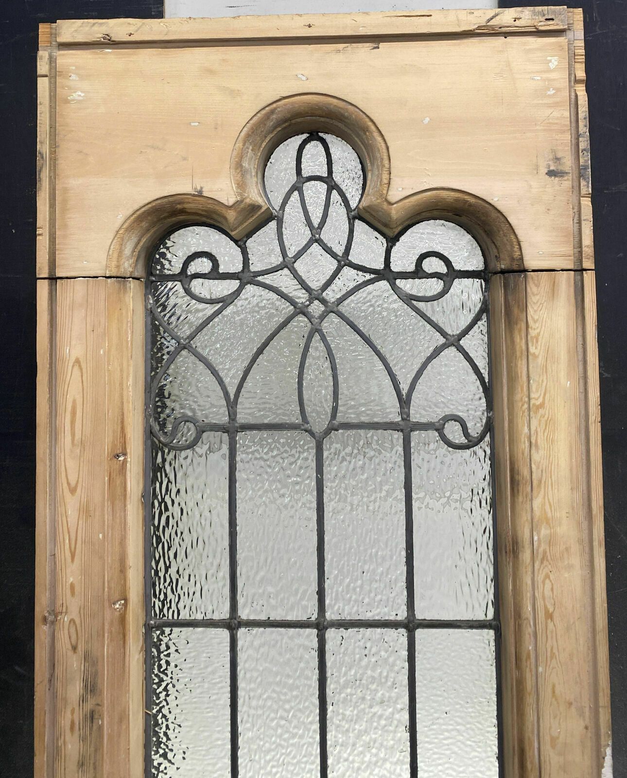 Large Gothic Stained Glass Window Antique Period Lead Old Reclaimed Wood Pine photo Home Fixtures