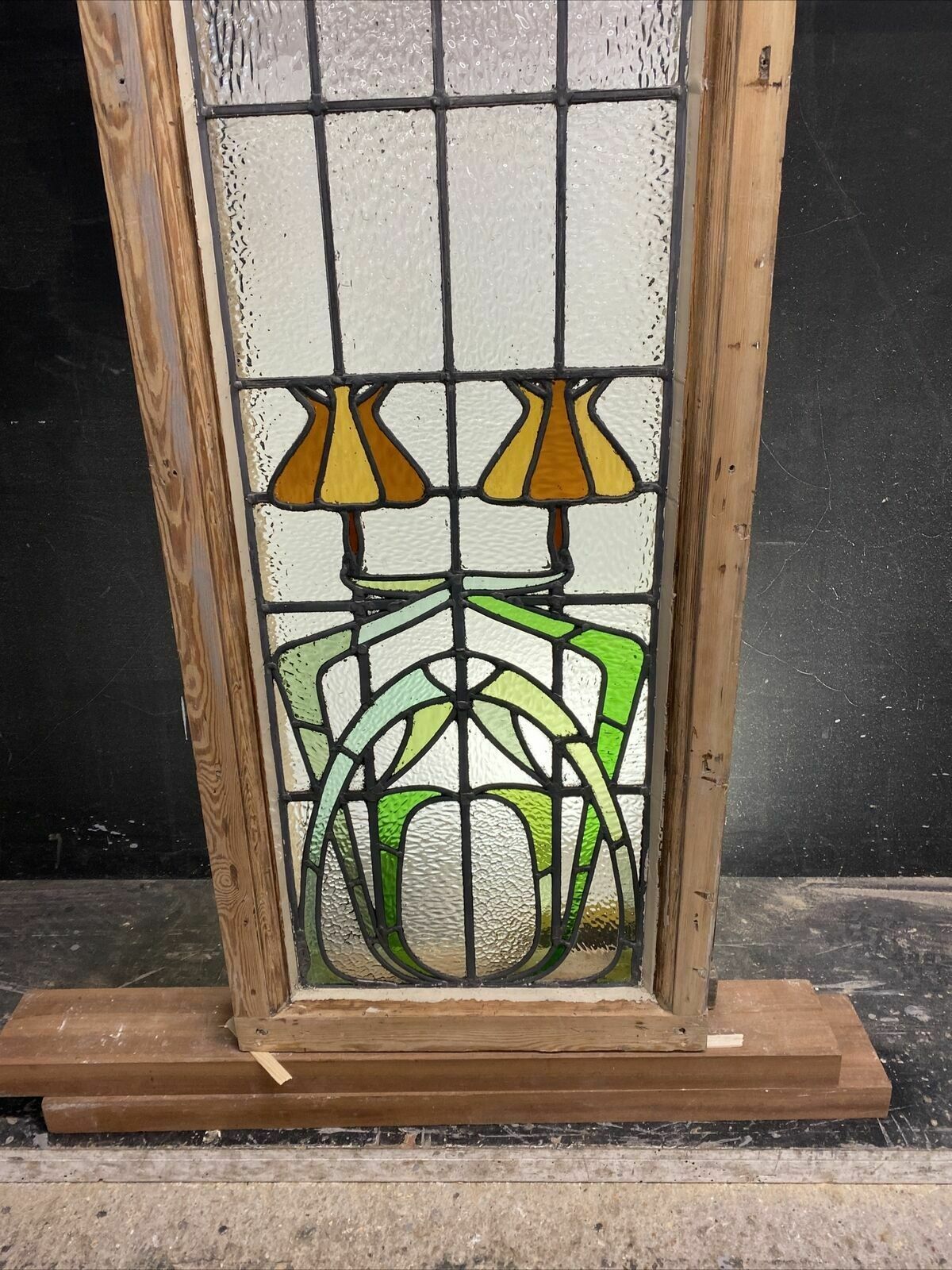 photo furniture Large Gothic Stained Glass Window Antique Period Lead Old Reclaimed Wood Pine