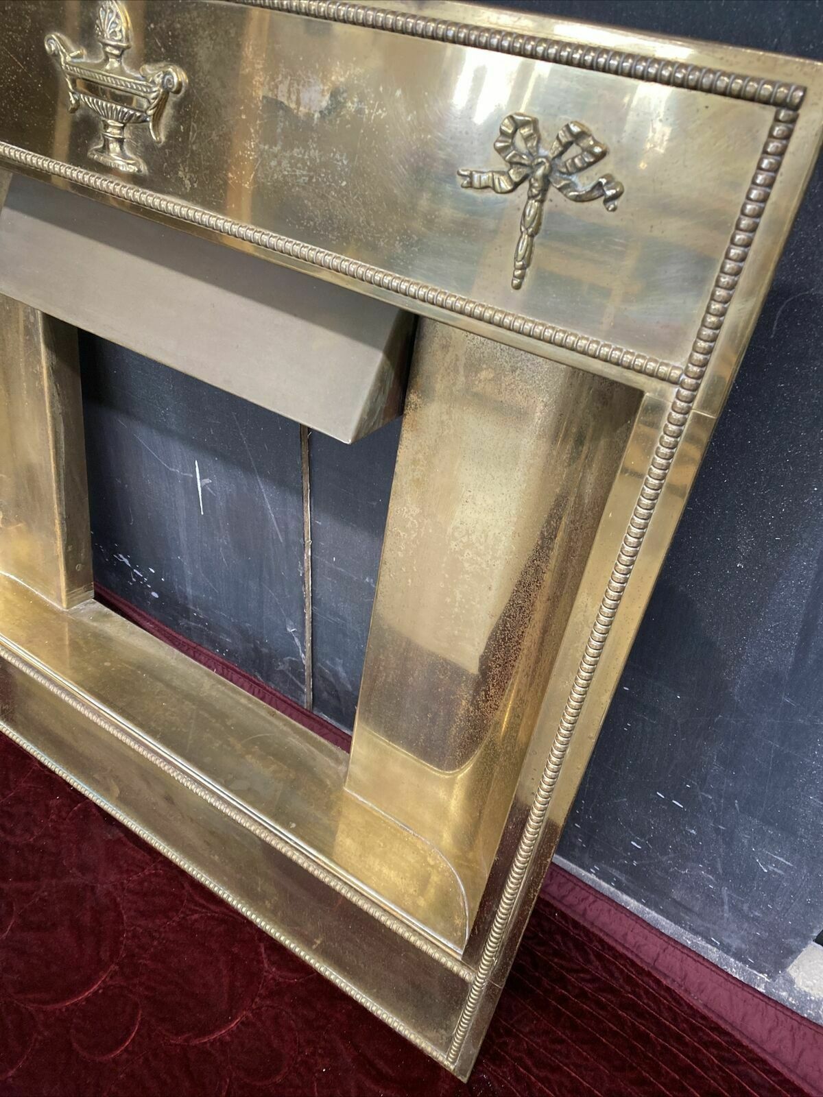 Rare Antique Victorian Brass Fire Insert Reclaimed Period C1900 Hearth Surround photo for sale