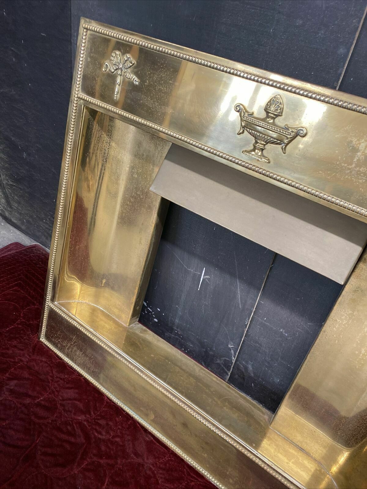 Rare Antique Victorian Brass Fire Insert Reclaimed Period C1900 Hearth Surround photo buy