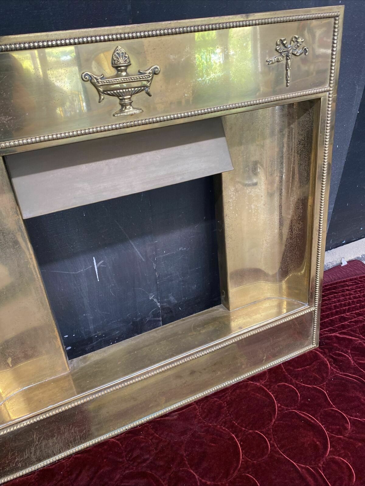Rare Antique Victorian Brass Fire Insert Reclaimed Period C1900 Hearth Surround photo vintage