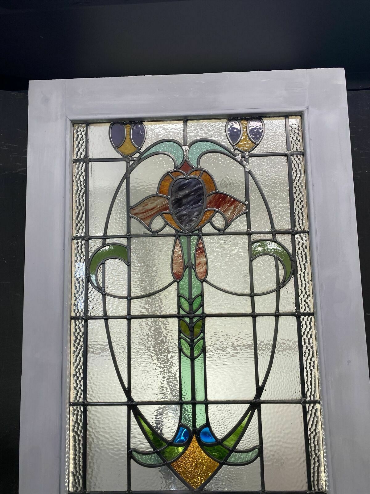 Large Victorian Stained Glass Front Door Antique Period Reclaimed Old Lead Wood photo furniture