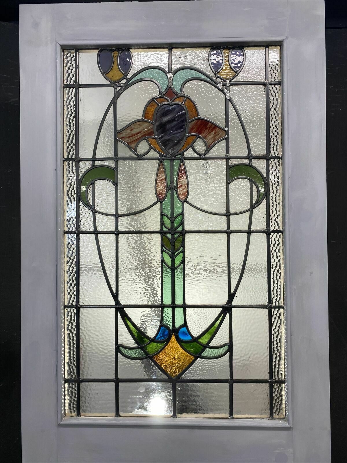 Large Victorian Stained Glass Front Door Antique Period Reclaimed Old Lead Wood photo for sale