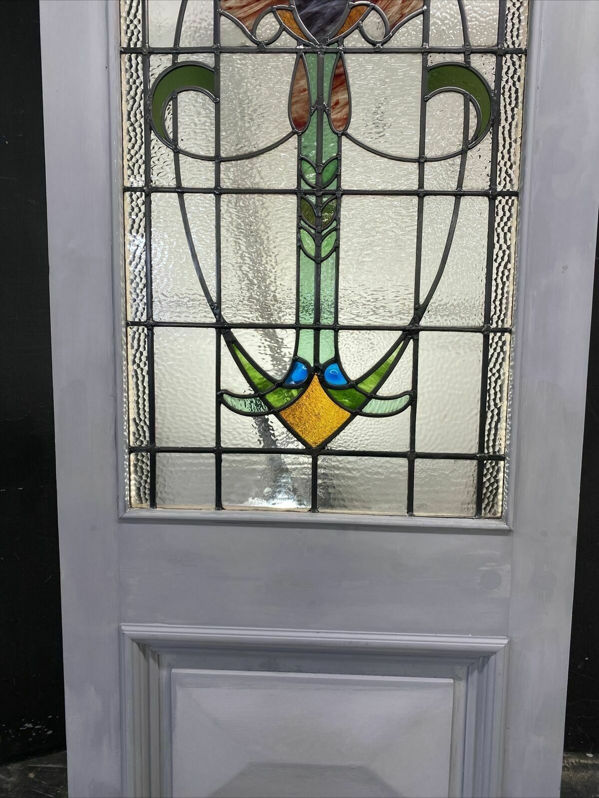 Large Victorian Stained Glass Front Door Antique Period Reclaimed Old Lead Wood photo Home Fixtures