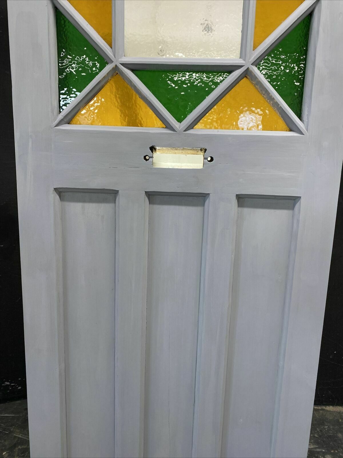 Art Deco Stained Glass Front Door Antique Period Reclaimed Old 20s 30s Pine Wood photo Home Fixtures