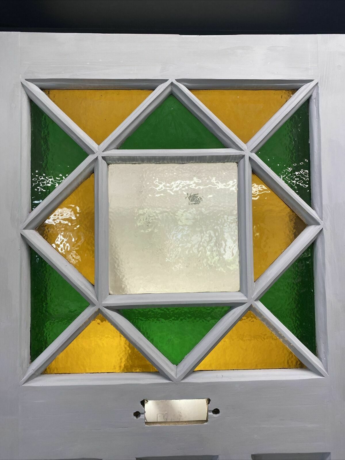 Art Deco Stained Glass Front Door Antique Period Reclaimed Old 20s 30s Pine Wood photo vinterior
