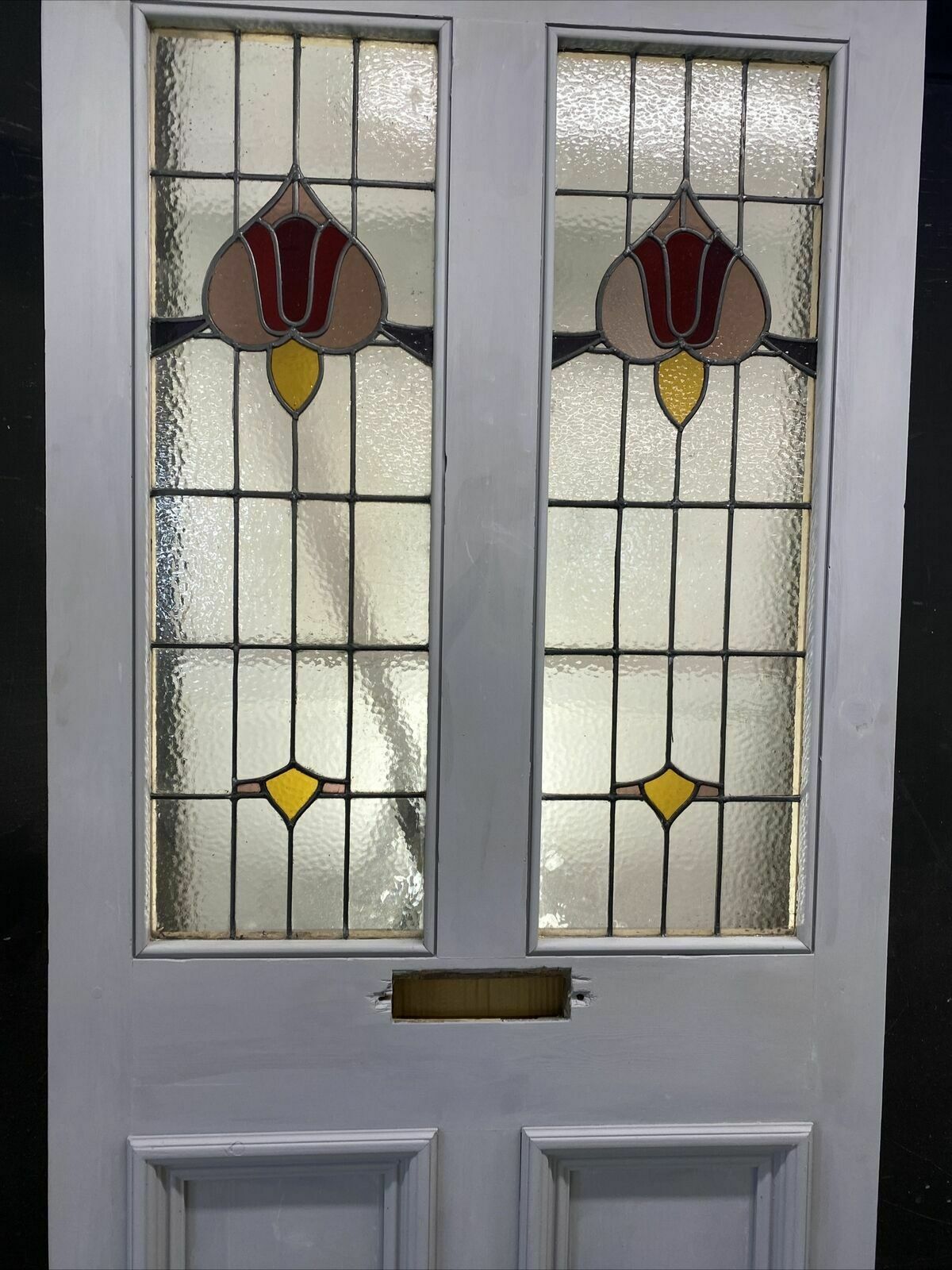 Xl Victorian Stained Glass Front Door Antique Period Reclaimed Old Lead Wood photo for sale