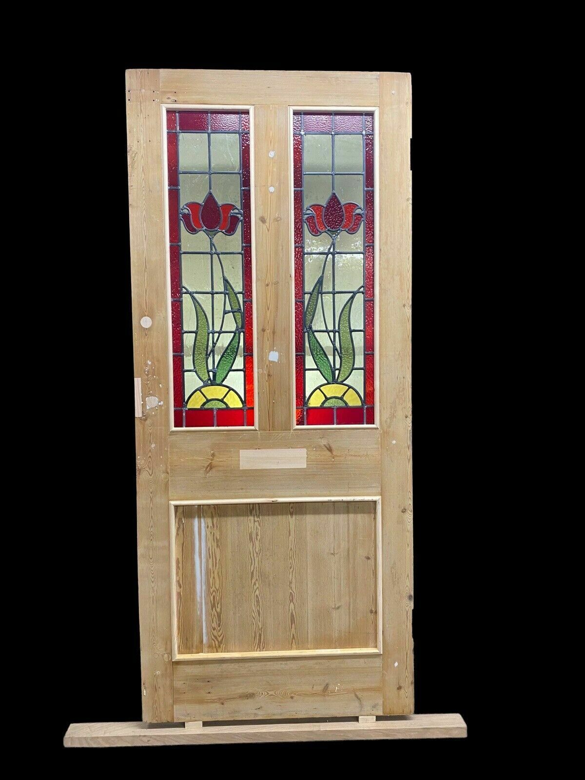 3127.0 Large Victorian Stained Glass Front Door Old Reclaimed Antique Glass Period Lead photo