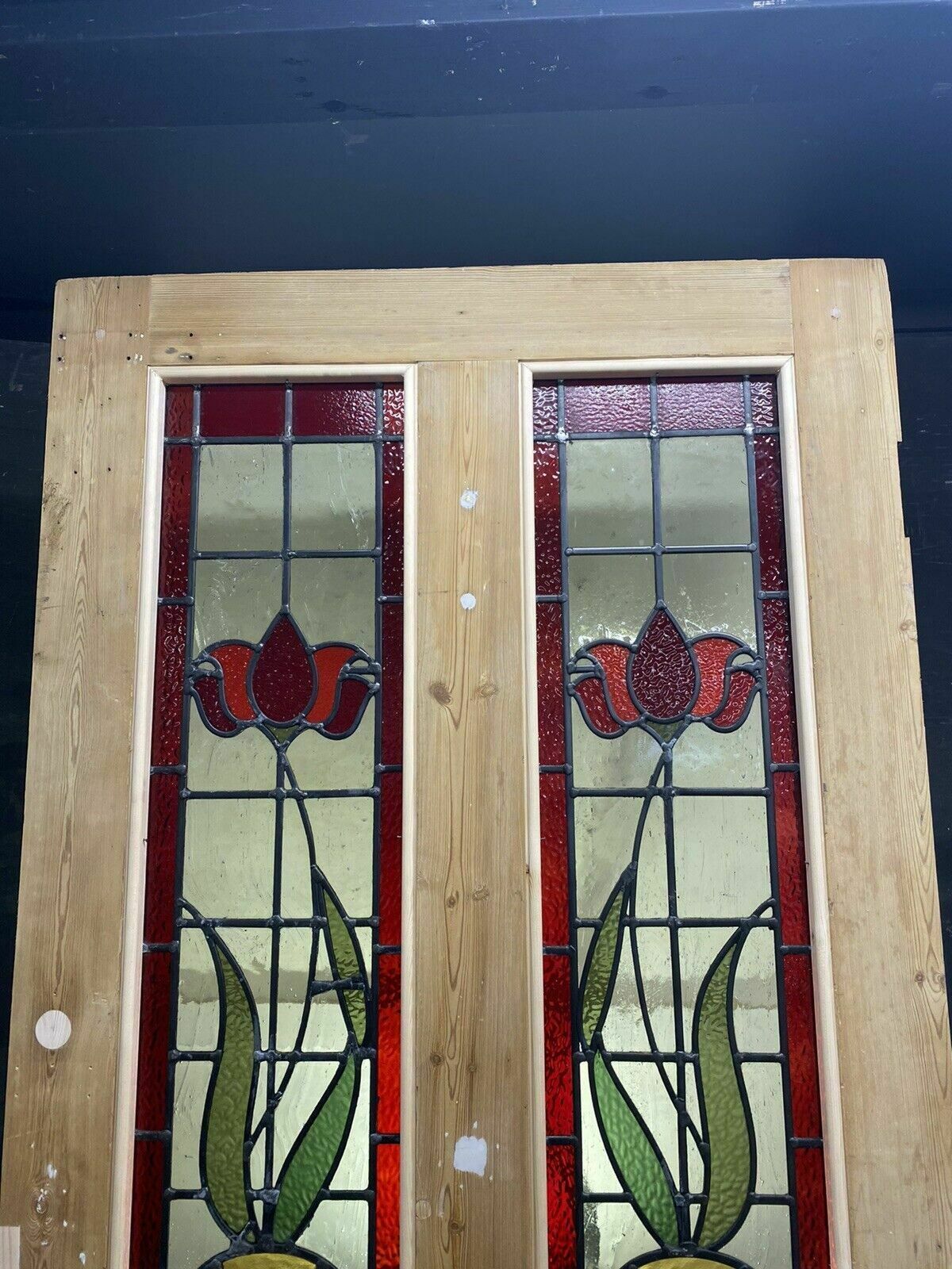 photo vinterior Large Victorian Stained Glass Front Door Old Reclaimed Antique Glass Period Lead