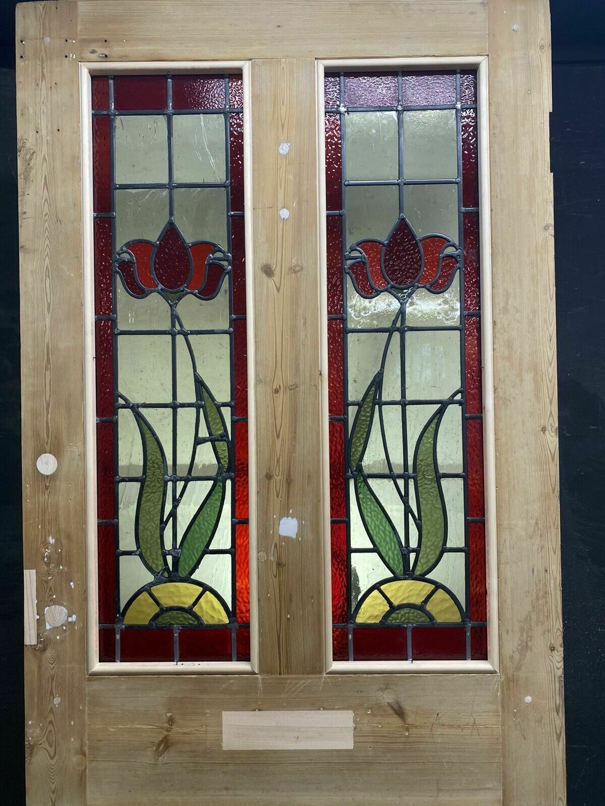 photo buy Large Victorian Stained Glass Front Door Old Reclaimed Antique Glass Period Lead