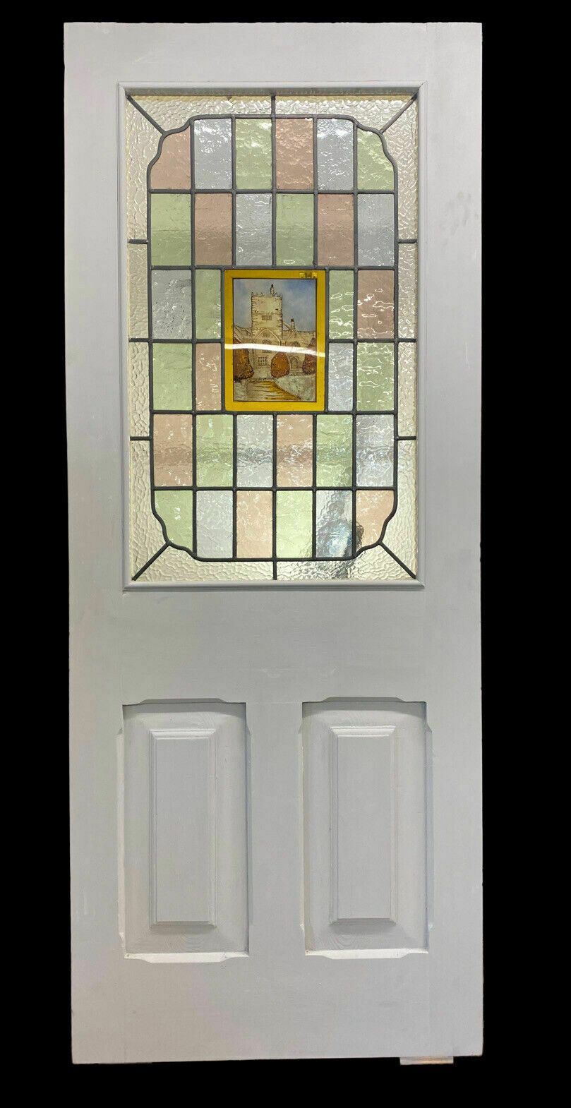 Victorian Stained Glass Front Door Antique Period Reclaimed Old Leaded Wood Pine