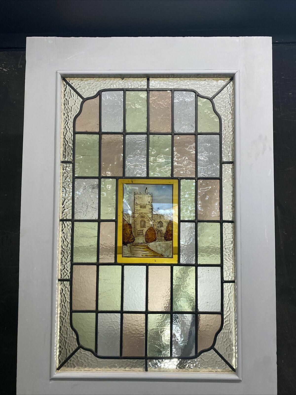 Victorian Stained Glass Front Door Antique Period Reclaimed Old Leaded Wood Pine photo furniture
