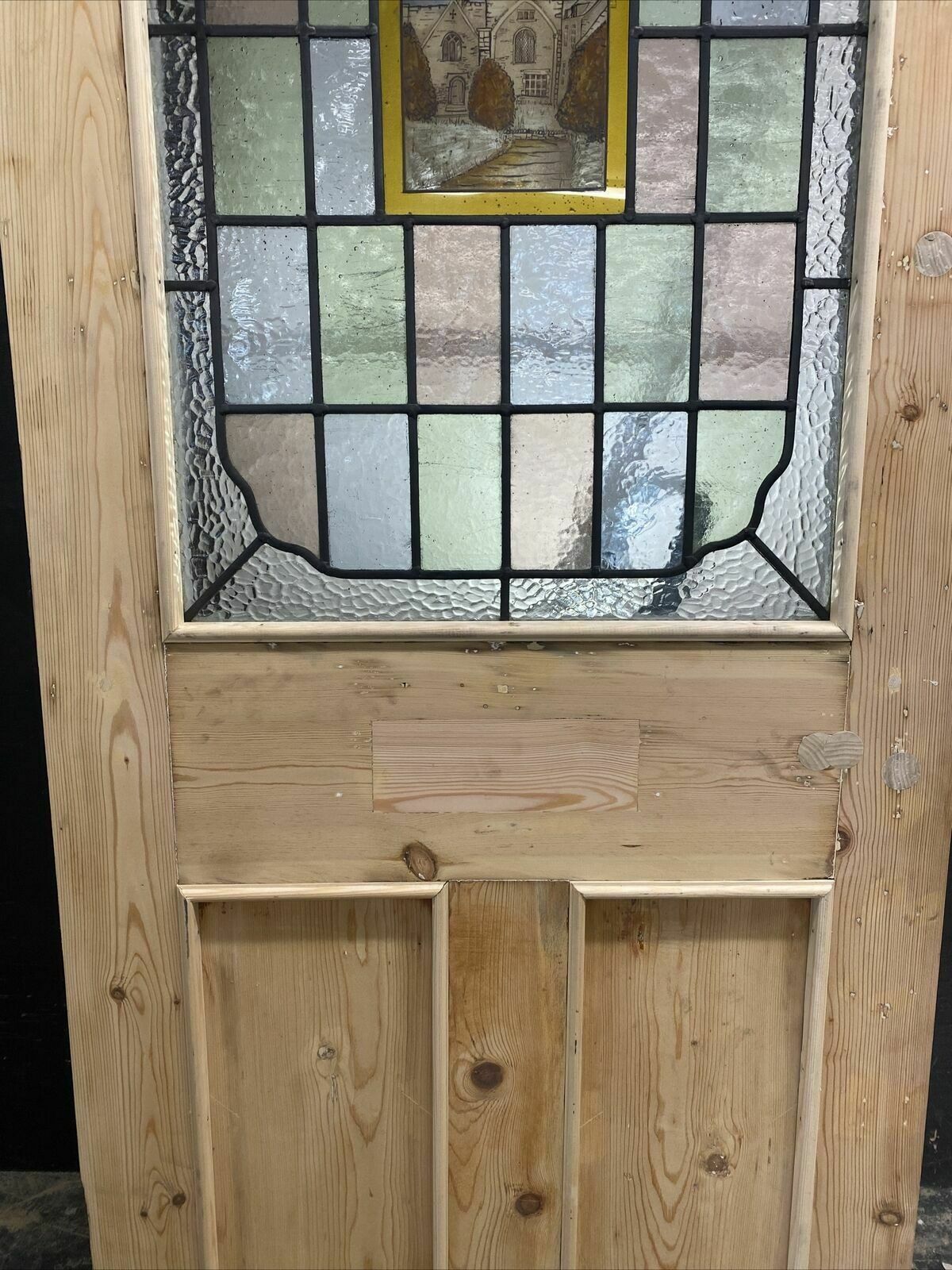 photo for sale Victorian Stained Glass Front Door Antique Period Reclaimed Old Leaded Wood Pine