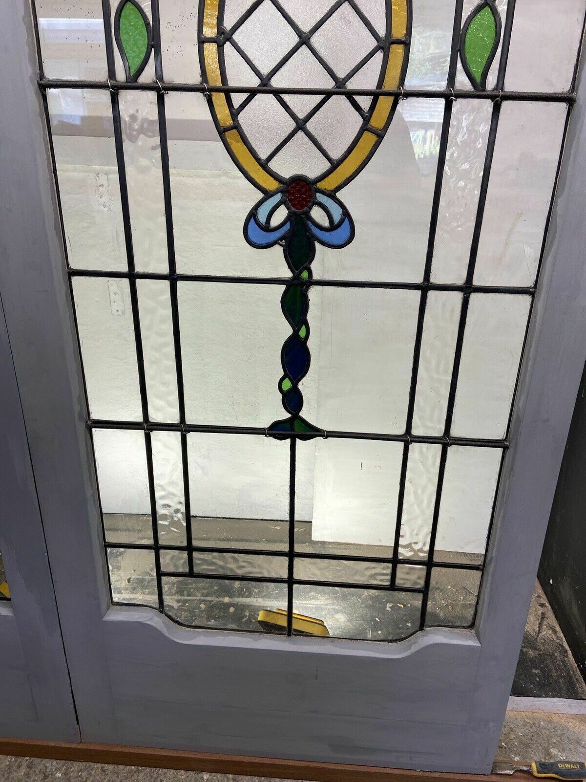 Victorian Edwardian Stained Glass French Doors Antique Period Reclaimed Old Wood photo 4071.0